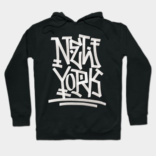 New York Tag 2 (White on black) Hoodie